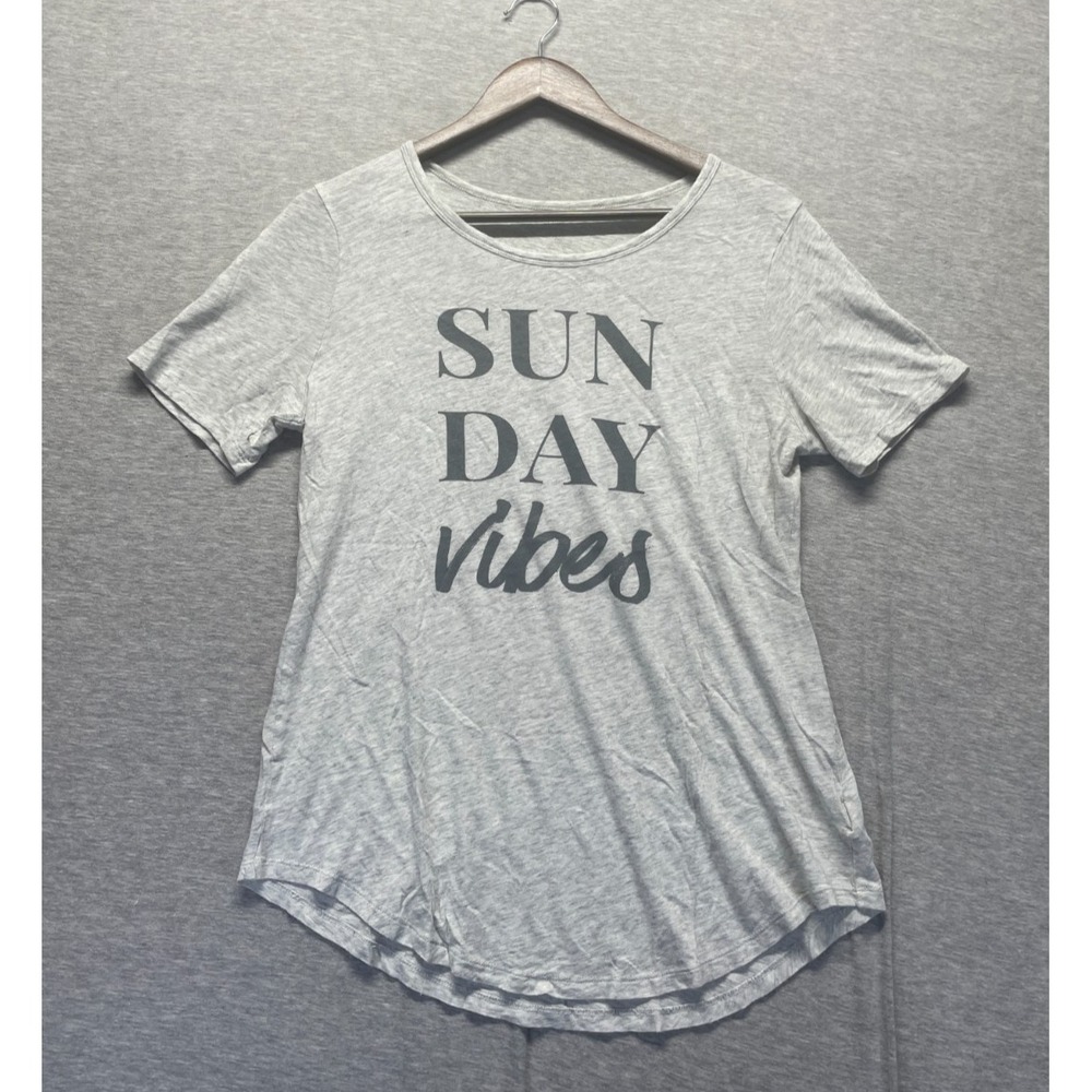 Old Navy T Shirt Women Medium Heather Gray Graphic Print Sunday Vibes Round Neck